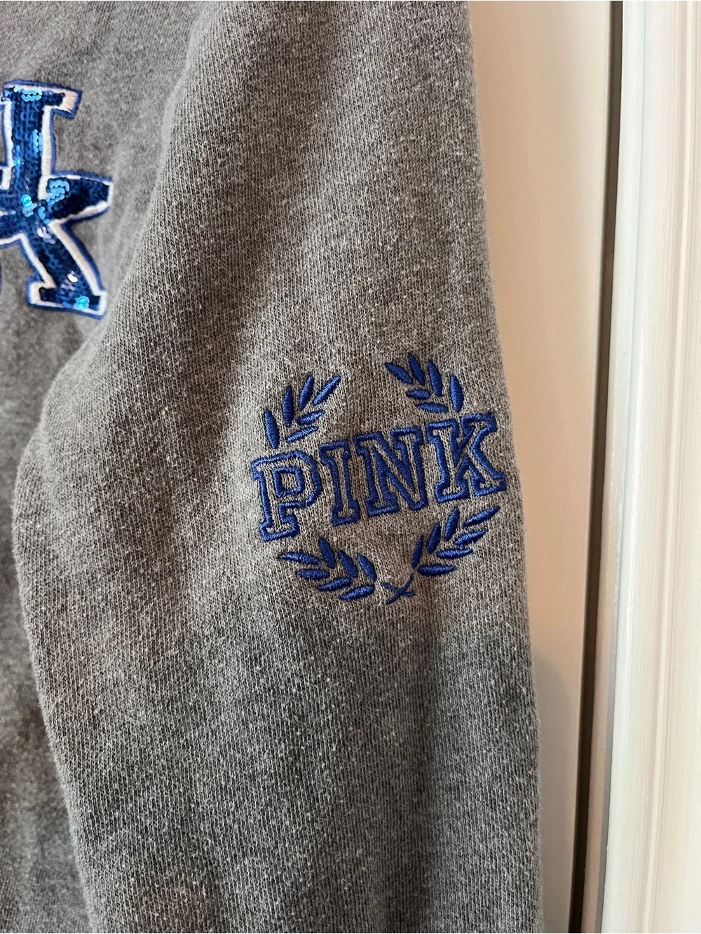 PINK Victoria's Secret Gray Zip Hoodie with Blue Trim University of Kentucky